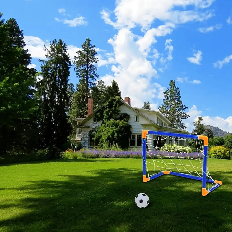 Mini foldable plastic soccer set, detachable posts, high-strength, indoor/outdoor, kids' bday gift