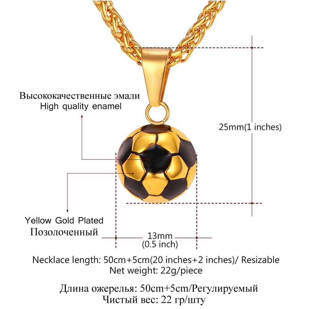 football Pendant With Chain Stainless Steel Soccer Necklace