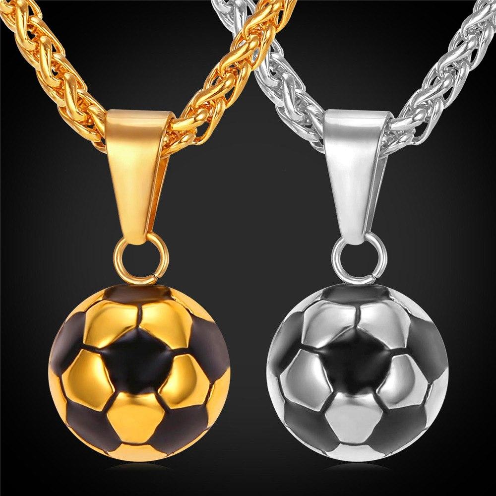 football Pendant With Chain Stainless Steel Soccer Necklace