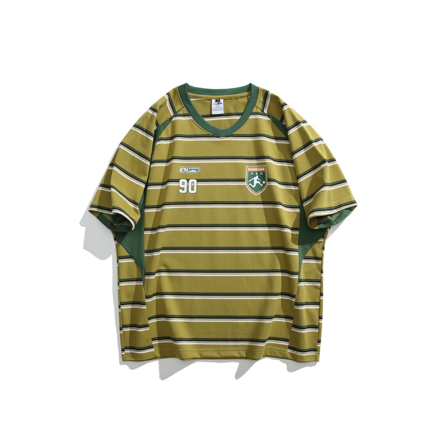 Color blocking patchwork round neck jersey short sleeved men's T-shirt