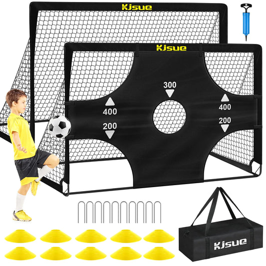 Kids Soccer Goals for Backyard Set 2 of 6x4 ft Portable Pop Up Soccer Goal Training Equipment Soccer Net with Target Soccer Ball Cones Soccer Set for Kids Youth Toddler Sports Outdoor Games