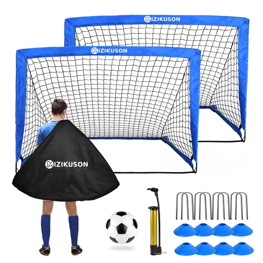 Soccer Goals for Backyard Portable Soccer Net Set of 2 4 x 3 Indoor Pop Up Soccer Goal Soccer Training Equipment with 8 Training Cones Carry Bag and Soccer Ball
