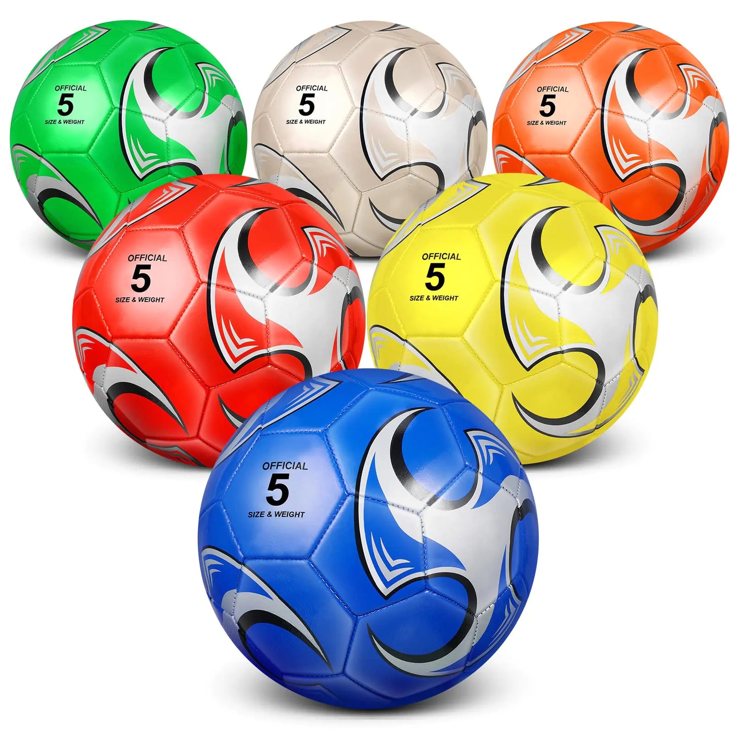 Deekin 6 Pcs Operation Christmas Soccer Ball with Pump Official Outside Sport Soccer Ball Machine Stitched Ball for Game Training Practice Soccer Gift for Child Adult(Size 5)